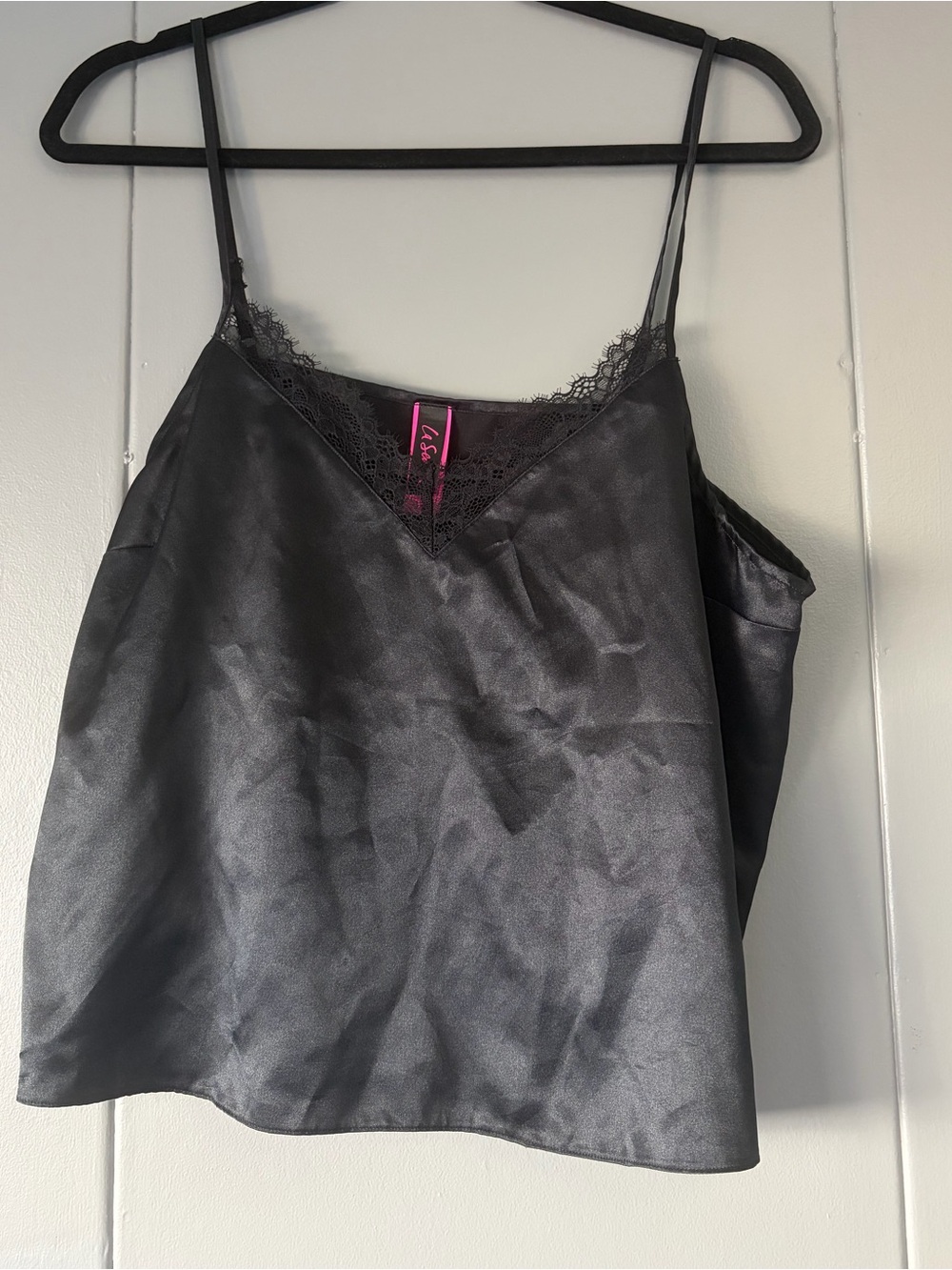 La SENZA Black Satin Lace-Trim Camisole
